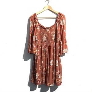 Xhilaration Womens Stretchy Floral Brown Top XXL
